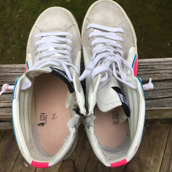 Golden Goose Slide Sneaker White Leather/Pink NIB - Picture 15 of 16